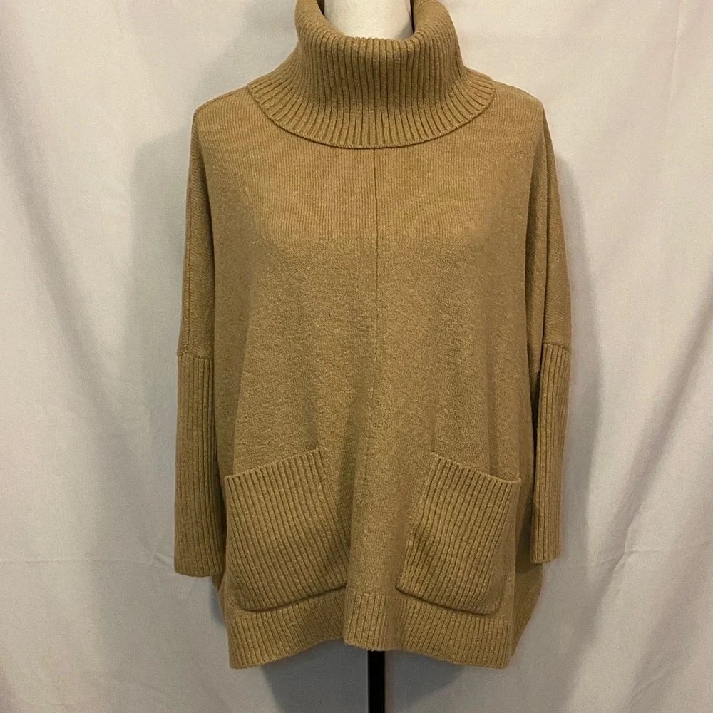 LOFT Camel Cowl Neck Sweater - Picture 2 of 8
